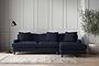 Nkuku MAKE TO ORDER Deni Large Right Hand Chaise Sofa - Brera Linen Indigo