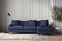 Nkuku MAKE TO ORDER Deni Large Right Hand Chaise Sofa - Recycled Cotton Navy