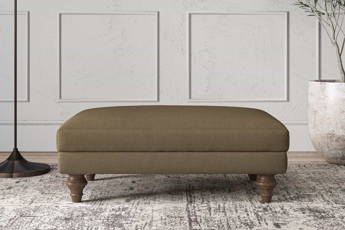 Nkuku MAKE TO ORDER Deni Medium Footstool - Brera Linen Chesnut