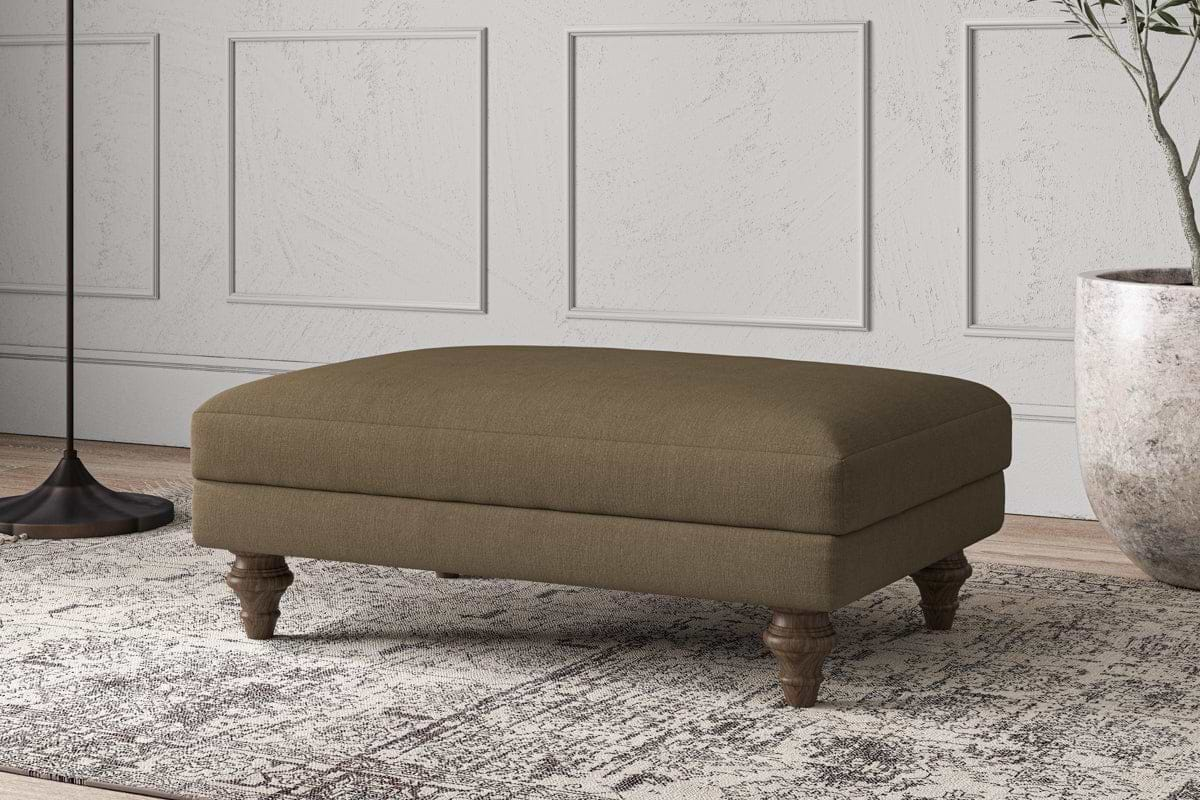 Nkuku MAKE TO ORDER Deni Medium Footstool - Brera Linen Chesnut