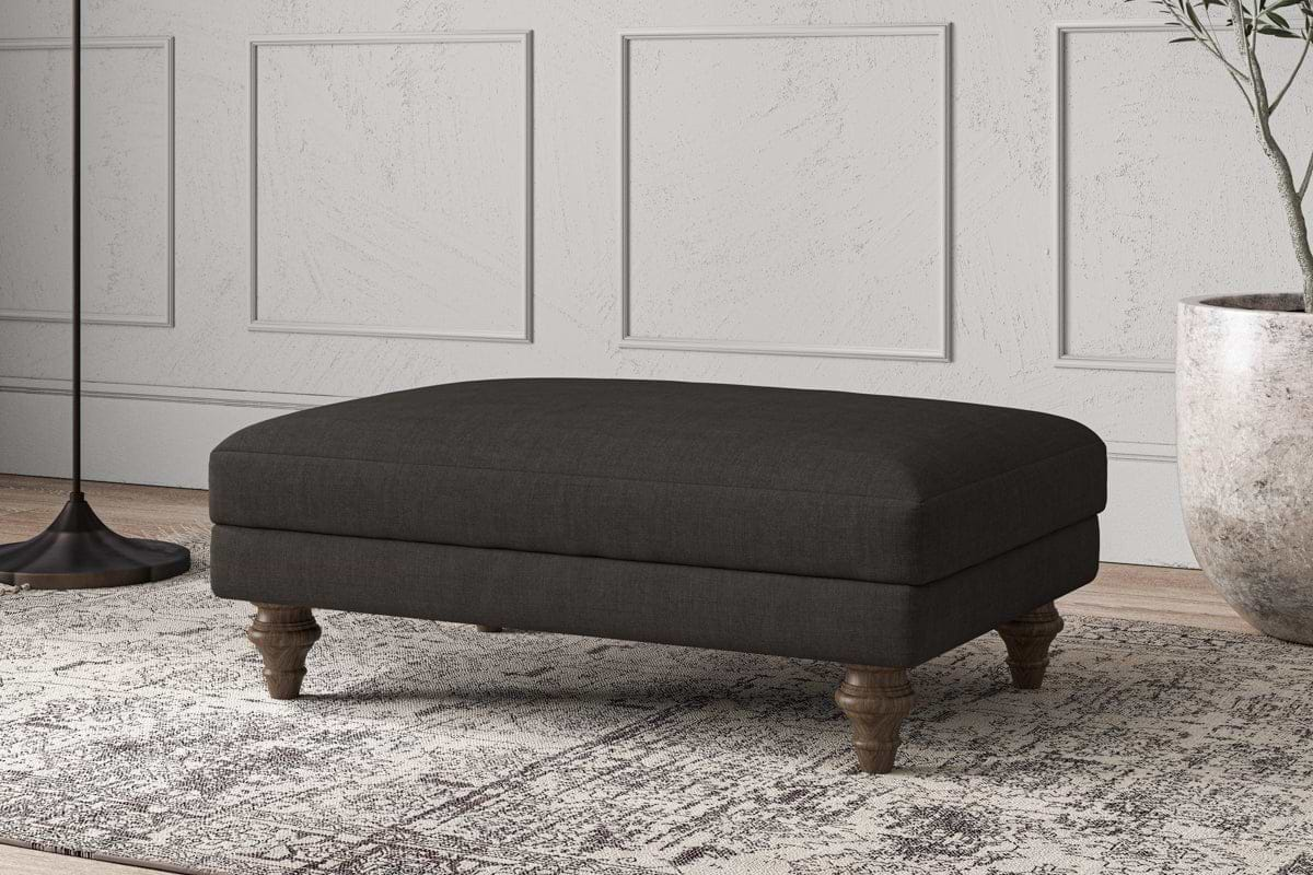 Nkuku MAKE TO ORDER Deni Medium Footstool - Brera Linen Espresso