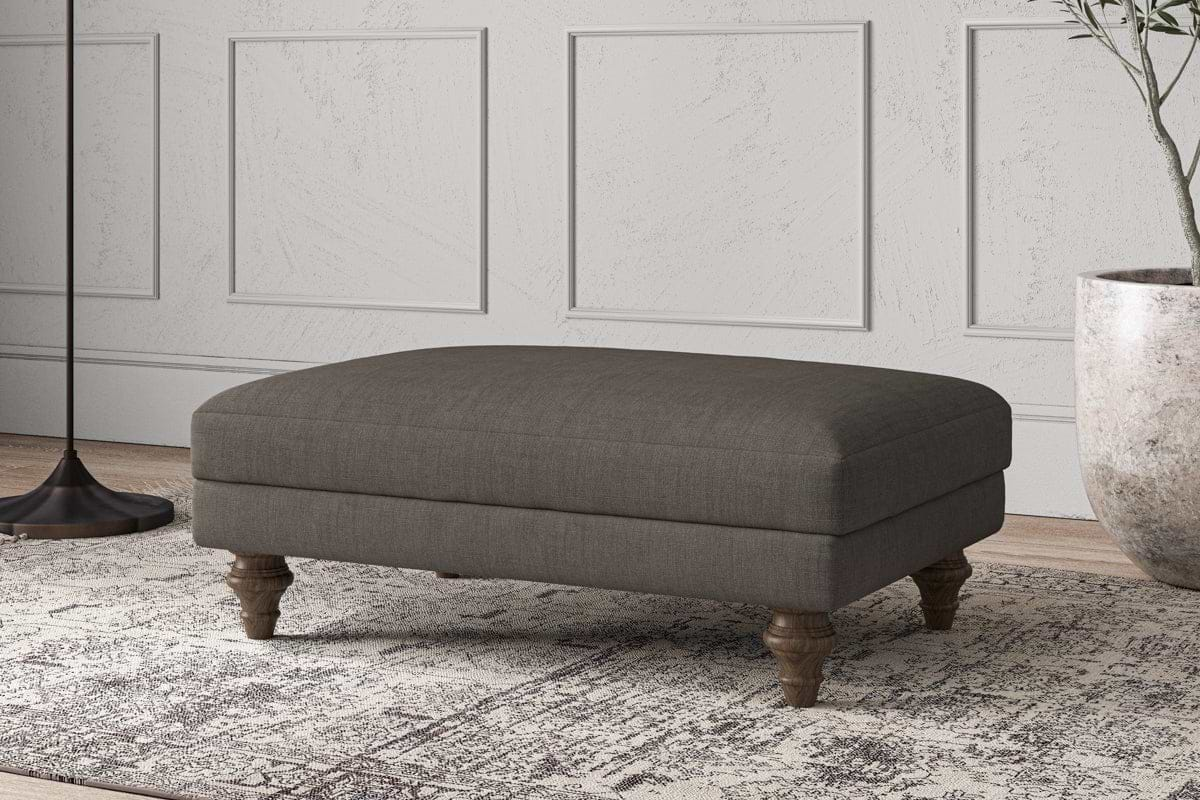 Nkuku MAKE TO ORDER Deni Medium Footstool - Brera Linen Granite