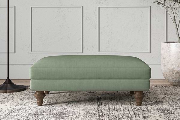 Nkuku MAKE TO ORDER Deni Medium Footstool - Brera Linen Jade