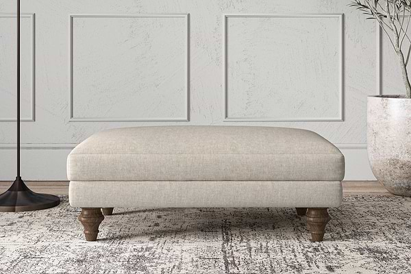 Nkuku MAKE TO ORDER Deni Medium Footstool - Brera Linen Natural