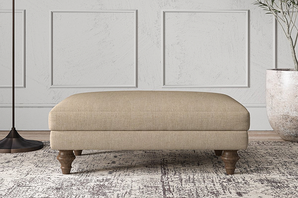 Nkuku MAKE TO ORDER Deni Medium Footstool - Brera Linen Pebble