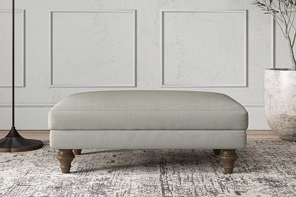 Nkuku MAKE TO ORDER Deni Medium Footstool - Brera Linen Smoke