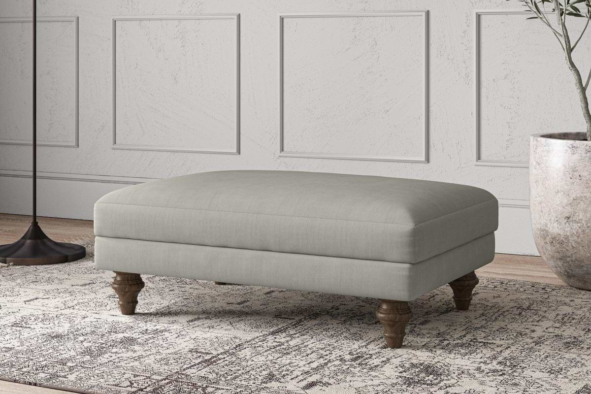 Nkuku MAKE TO ORDER Deni Medium Footstool - Brera Linen Smoke