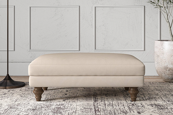 Nkuku MAKE TO ORDER Deni Medium Footstool - Recycled Cotton Natural