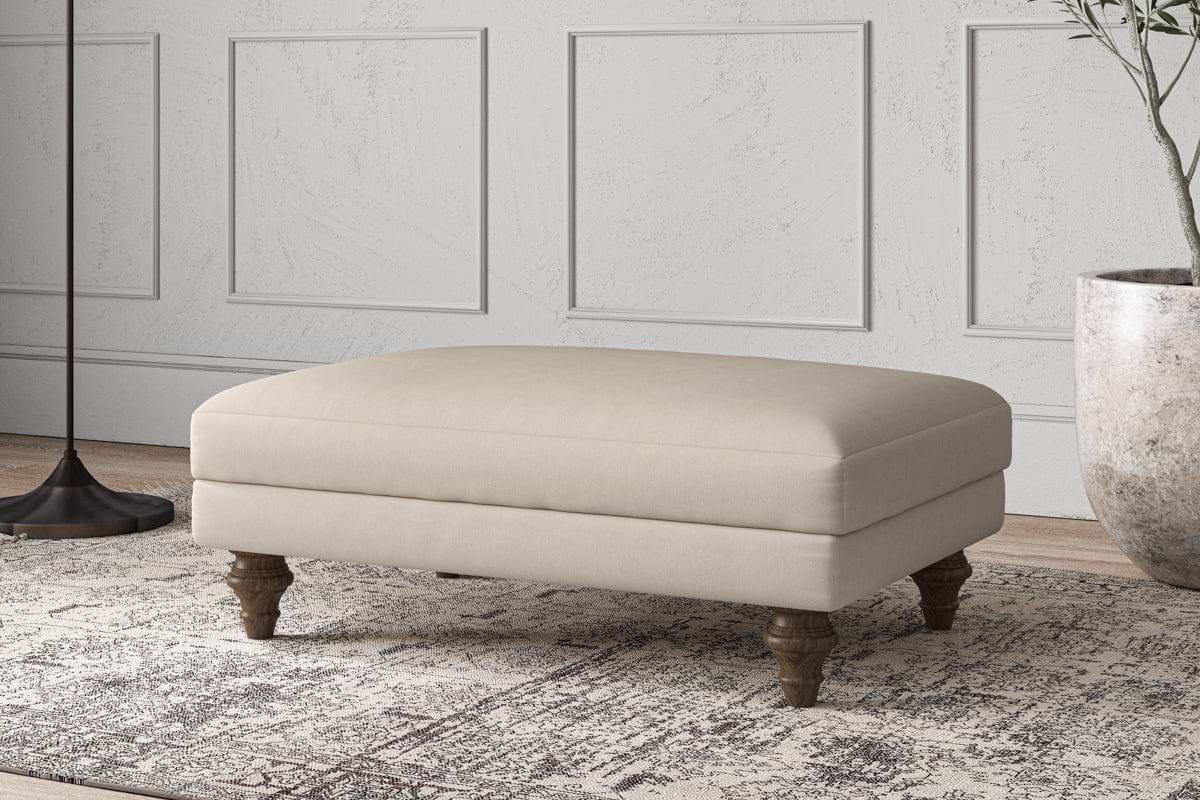 Nkuku MAKE TO ORDER Deni Medium Footstool - Recycled Cotton Natural