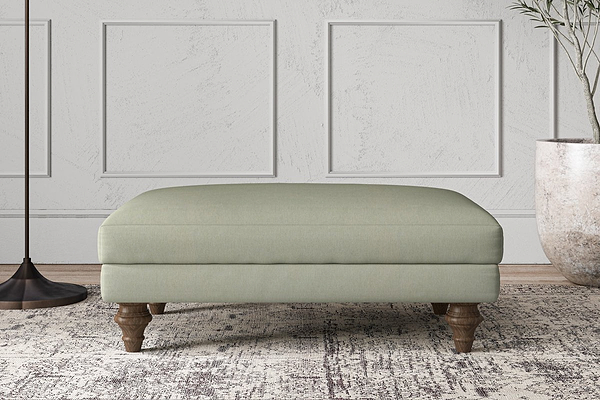 Nkuku MAKE TO ORDER Deni Medium Footstool - Recycled Cotton Seaspray