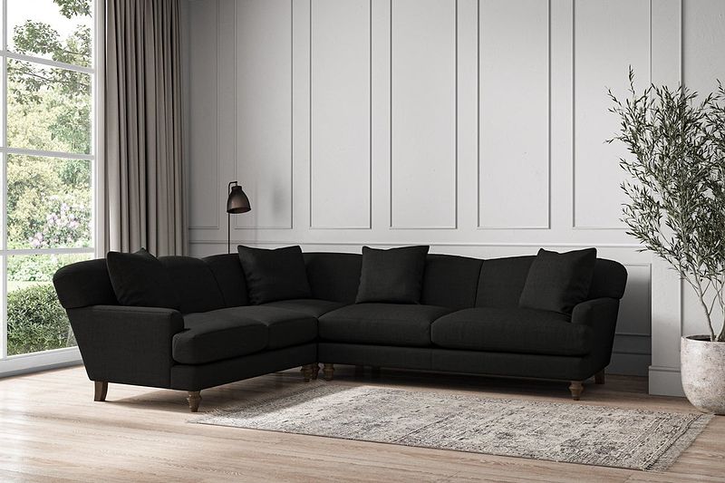 Nkuku MAKE TO ORDER Deni Super Grand Left Hand Corner Sofa - Brera Linen Charcoal