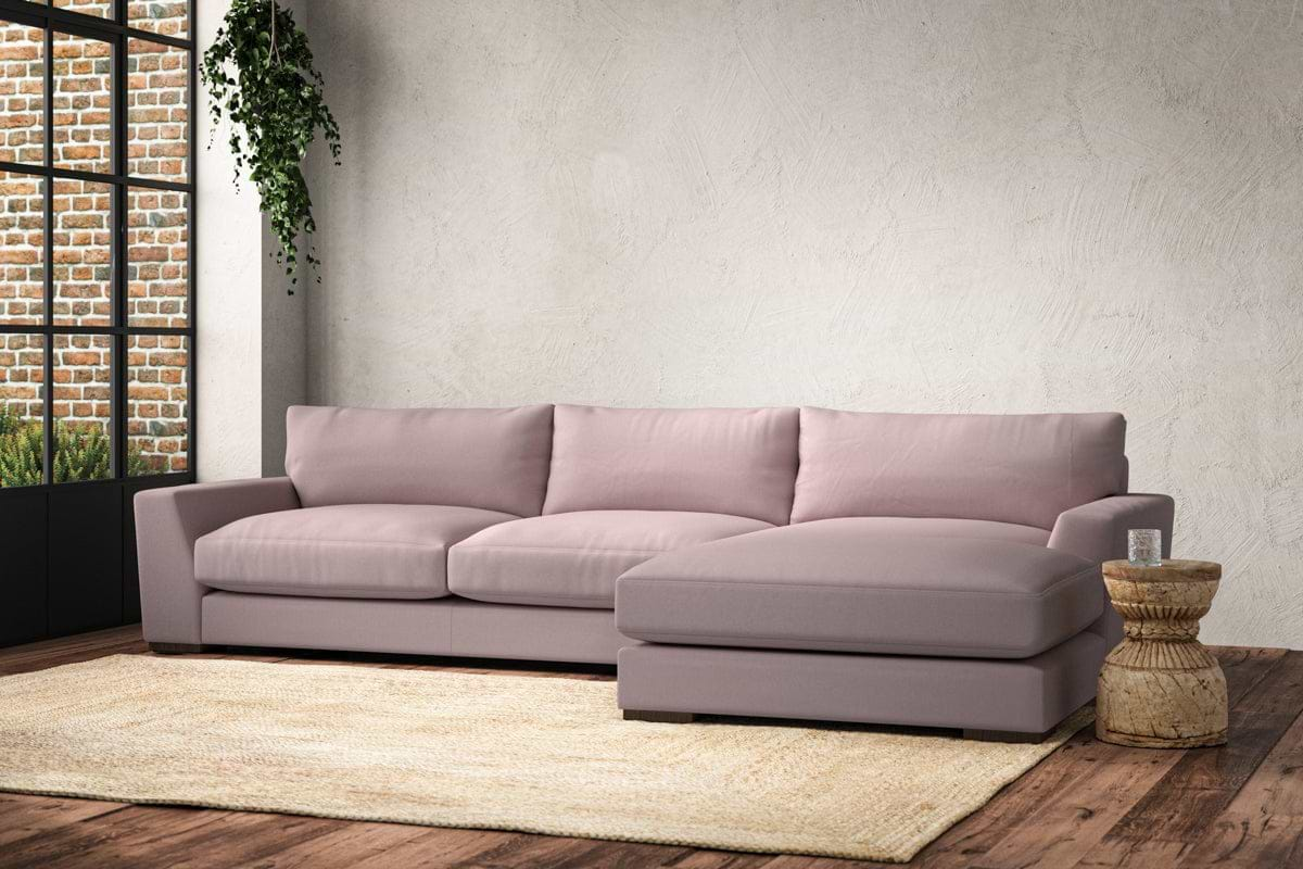 Nkuku MAKE TO ORDER Guddu Large Right Hand Chaise Sofa - Recycled Cotton Lavender