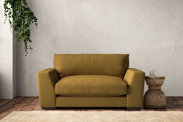 nkuku MAKE TO ORDER Guddu Love Seat - Recycled Cotton Ochre