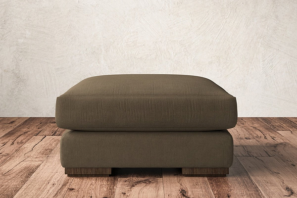 Nkuku MAKE TO ORDER Guddu Medium Footstool - Brera Linen Chesnut