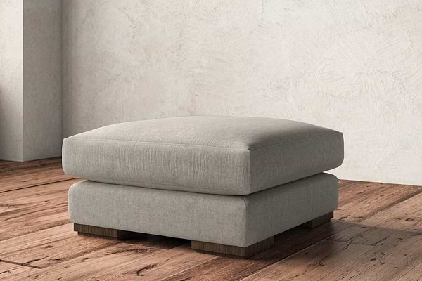 Nkuku MAKE TO ORDER Guddu Medium Footstool - Brera Linen Natural