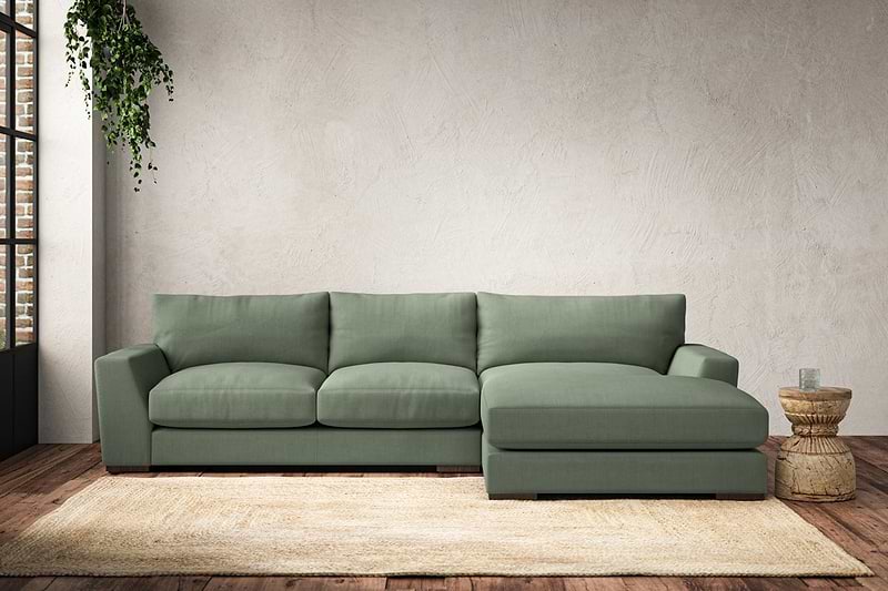 Guddu Medium Right Hand Chaise Sofa - Brera Linen Jade – Nkuku