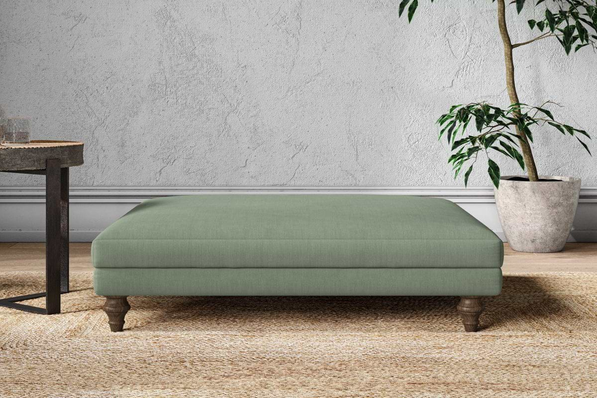 Nkuku MAKE TO ORDER Marri Grand Footstool - Brera Linen Jade