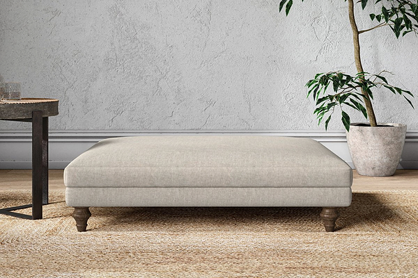 Nkuku MAKE TO ORDER Marri Grand Footstool - Brera Linen Natural