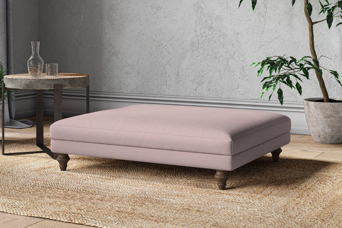 Nkuku MAKE TO ORDER Marri Grand Footstool - Recycled Cotton Lavender