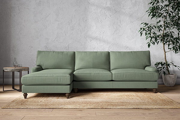 Nkuku MAKE TO ORDER Marri Grand Left Hand Chaise Sofa - Brera Linen Jade