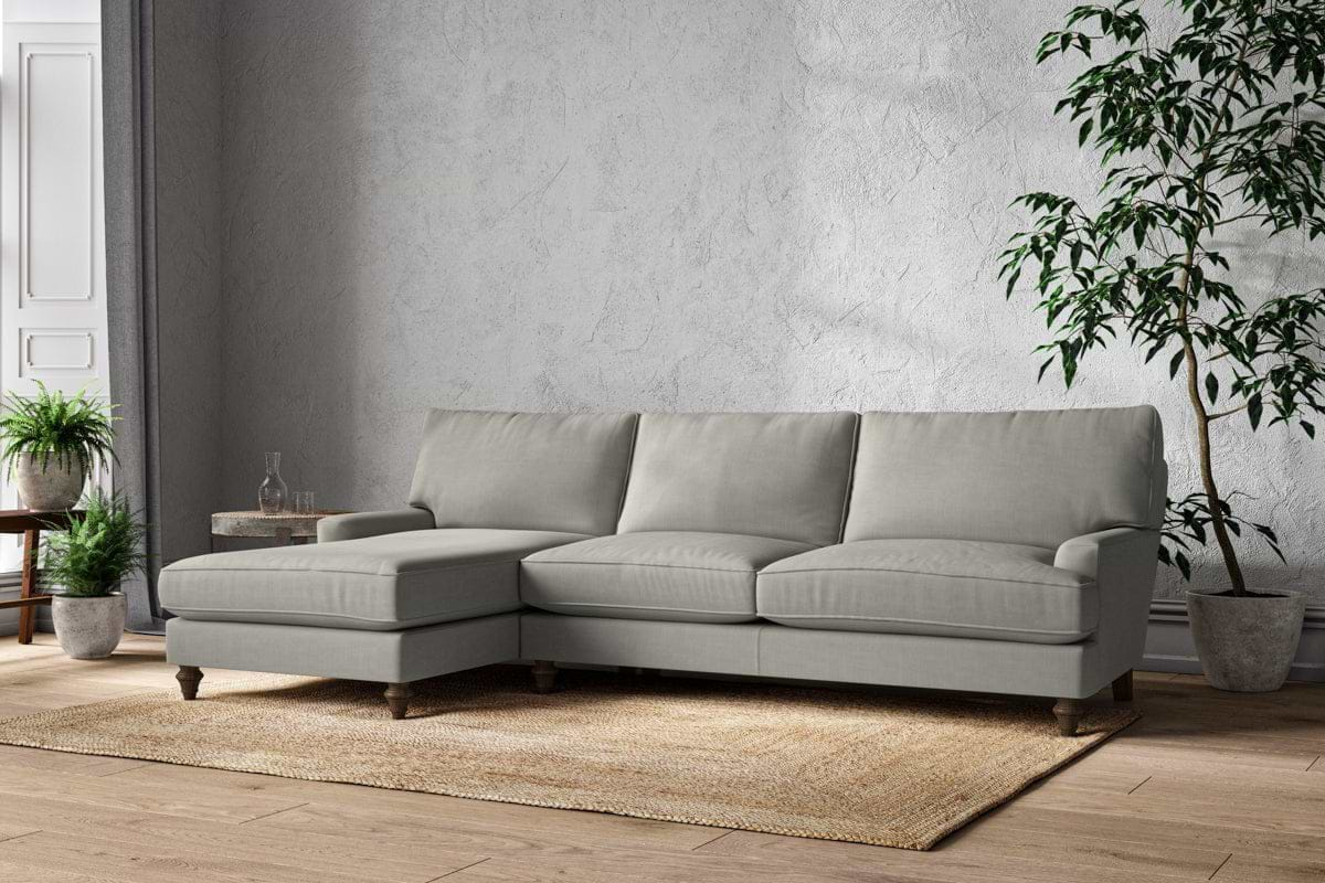 Nkuku MAKE TO ORDER Marri Grand Left Hand Chaise Sofa - Brera Linen Smoke