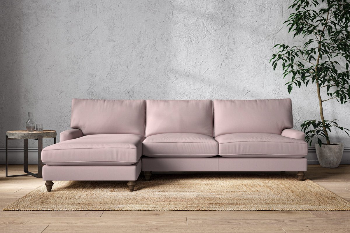 Nkuku MAKE TO ORDER Marri Grand Left Hand Chaise Sofa - Recycled Cotton Lavender