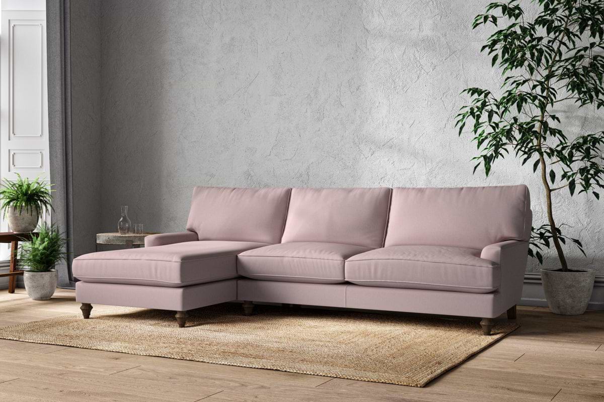 Nkuku MAKE TO ORDER Marri Grand Left Hand Chaise Sofa - Recycled Cotton Lavender