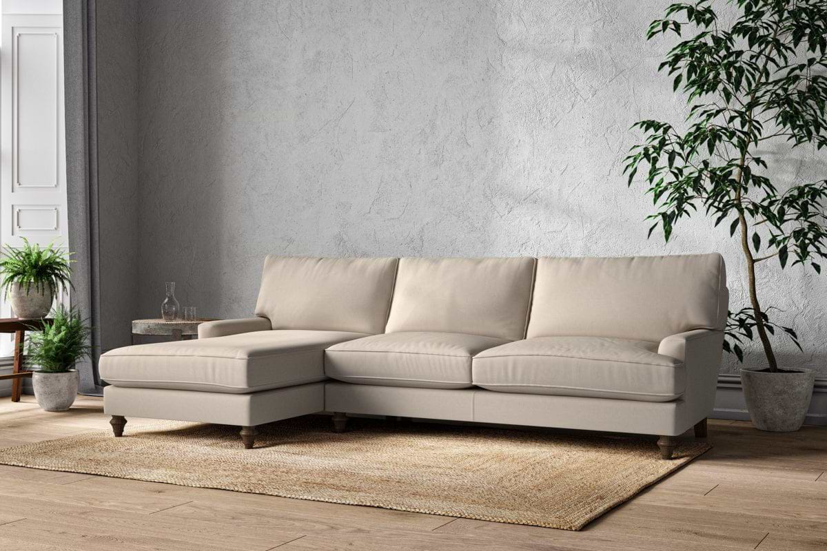 Nkuku MAKE TO ORDER Marri Grand Left Hand Chaise Sofa - Recycled Cotton Natural