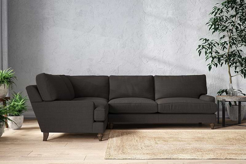 Nkuku MAKE TO ORDER Marri Grand Left Hand Corner Sofa - Brera Linen Espresso