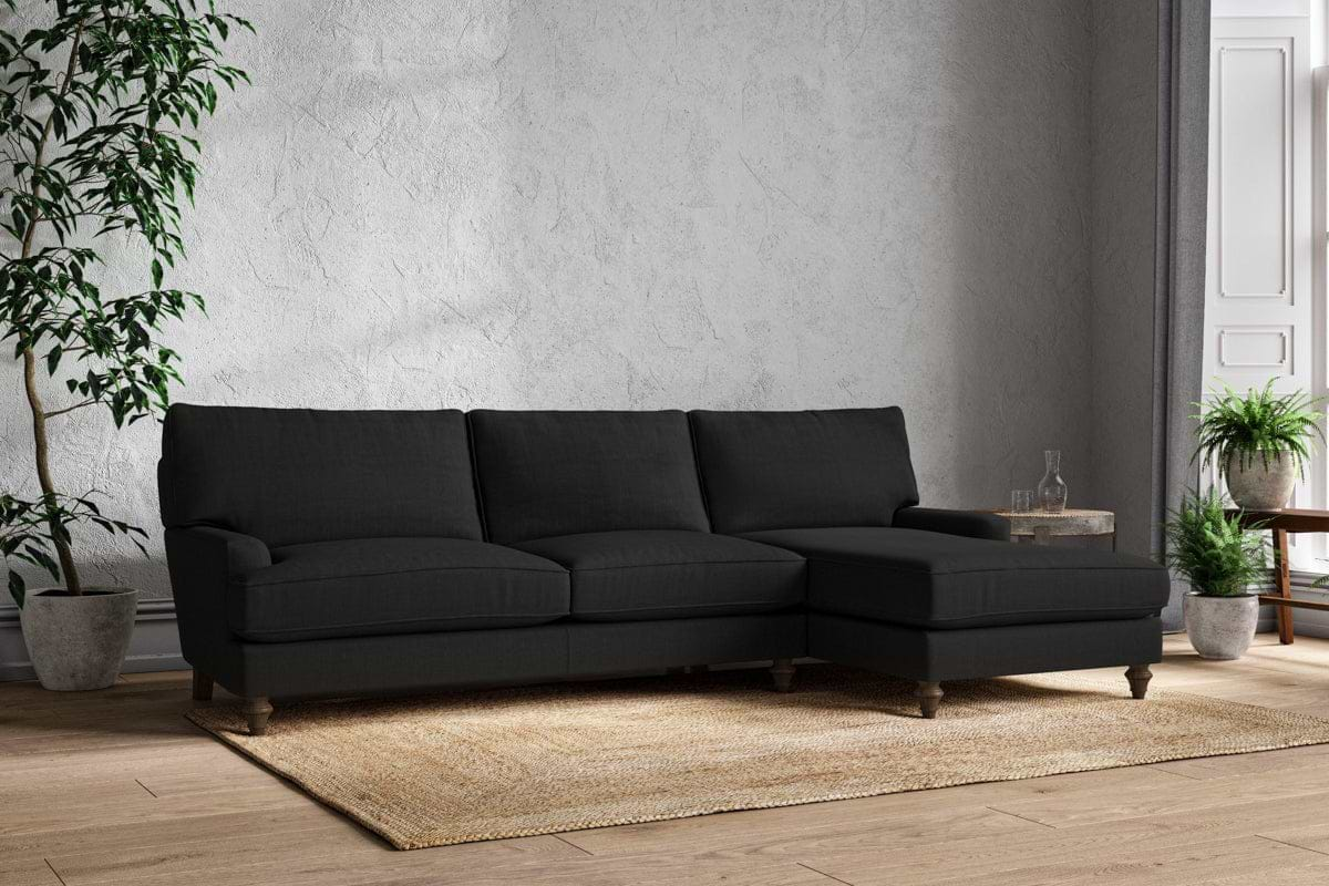 Nkuku MAKE TO ORDER Marri Grand Right Hand Chaise Sofa - Brera Linen Charcoal