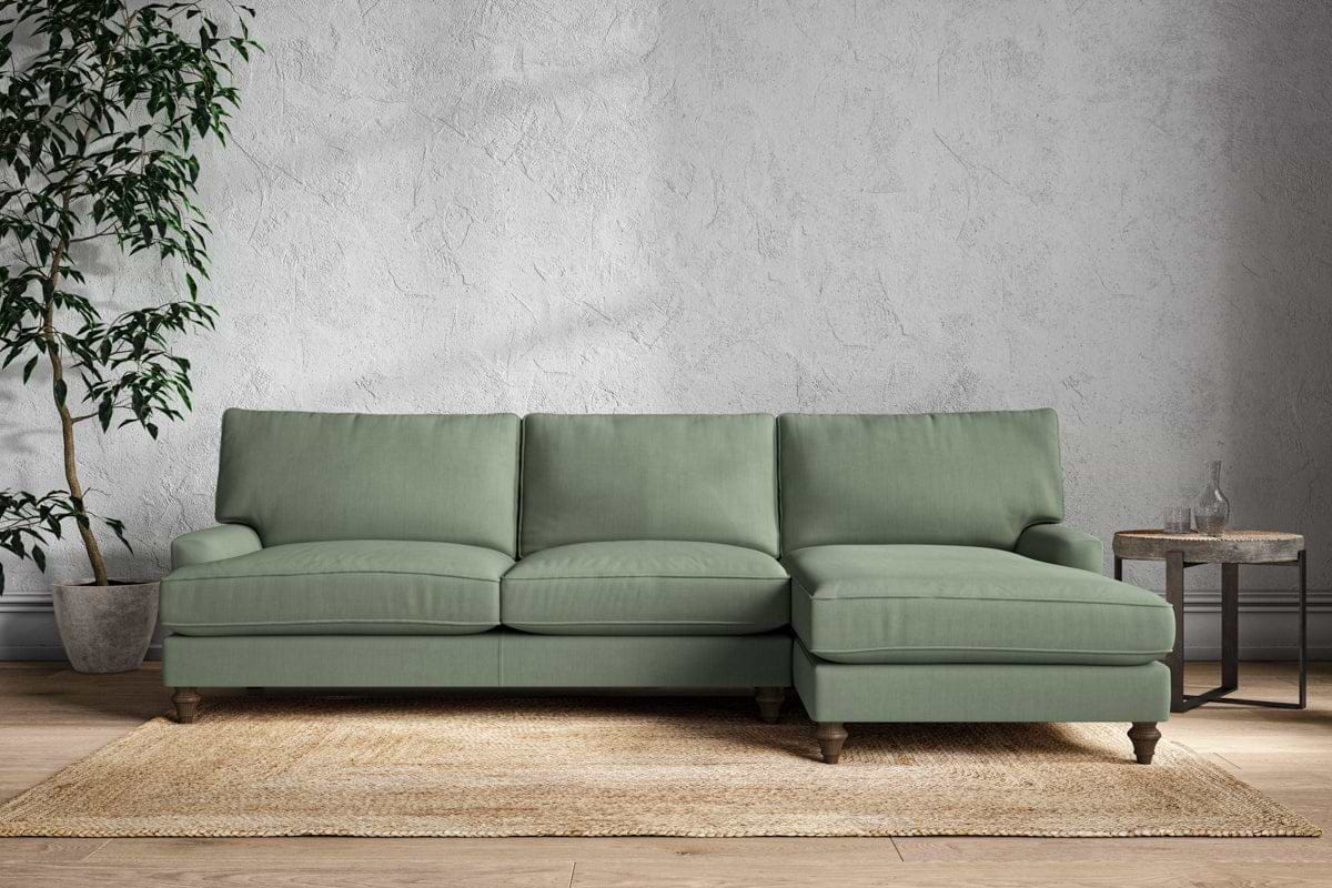 Nkuku MAKE TO ORDER Marri Grand Right Hand Chaise Sofa - Brera Linen Jade