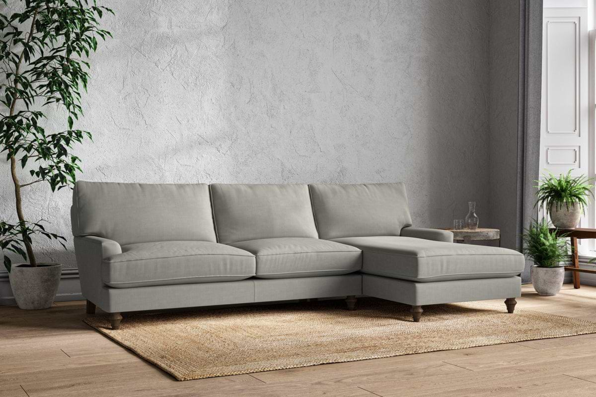 Nkuku MAKE TO ORDER Marri Grand Right Hand Chaise Sofa - Brera Linen Smoke