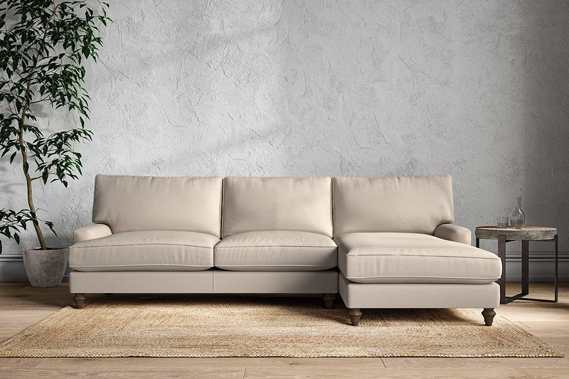 Nkuku MAKE TO ORDER Marri Grand Right Hand Chaise Sofa - Recycled Cotton Natural