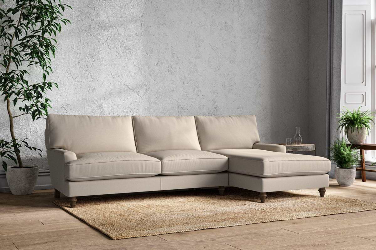 Nkuku MAKE TO ORDER Marri Grand Right Hand Chaise Sofa - Recycled Cotton Natural