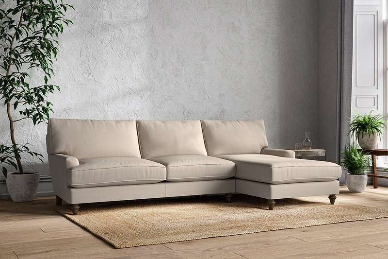 Nkuku MAKE TO ORDER Marri Grand Right Hand Chaise Sofa - Recycled Cotton Natural