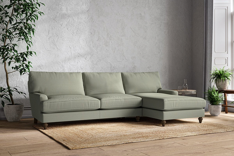 Nkuku MAKE TO ORDER Marri Grand Right Hand Chaise Sofa - Recycled Cotton Seaspray