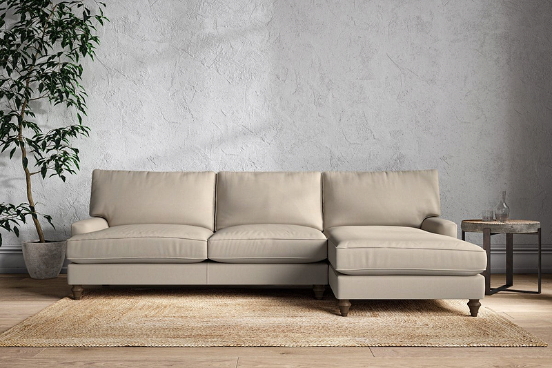 Nkuku MAKE TO ORDER Marri Grand Right Hand Chaise Sofa - Recycled Cotton Stone