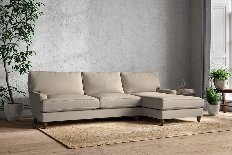 Nkuku MAKE TO ORDER Marri Grand Right Hand Chaise Sofa - Recycled Cotton Stone