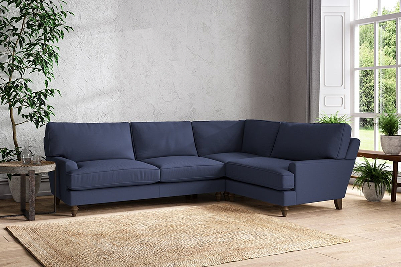 Nkuku MAKE TO ORDER Marri Grand Right Hand Corner Sofa - Recycled Cotton Navy