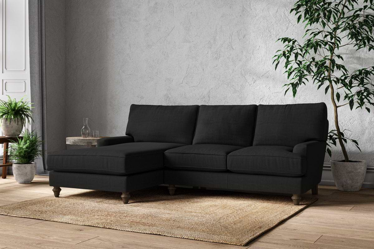 Nkuku MAKE TO ORDER Marri Large Left Hand Chaise Sofa - Brera Linen Charcoal