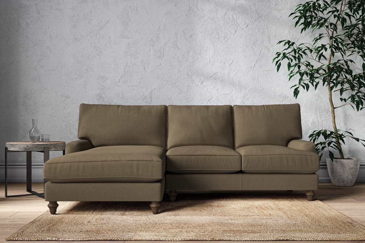 Nkuku MAKE TO ORDER Marri Large Left Hand Chaise Sofa - Brera Linen Chesnut