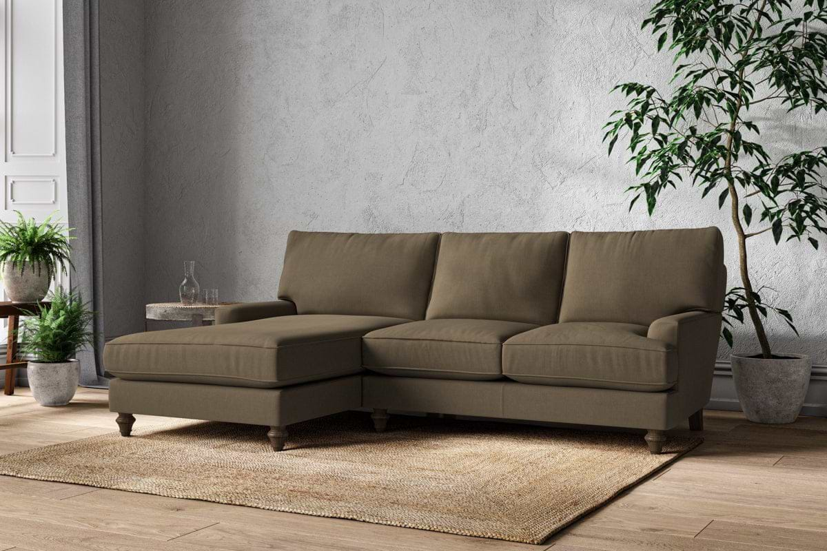 Nkuku MAKE TO ORDER Marri Large Left Hand Chaise Sofa - Brera Linen Chesnut