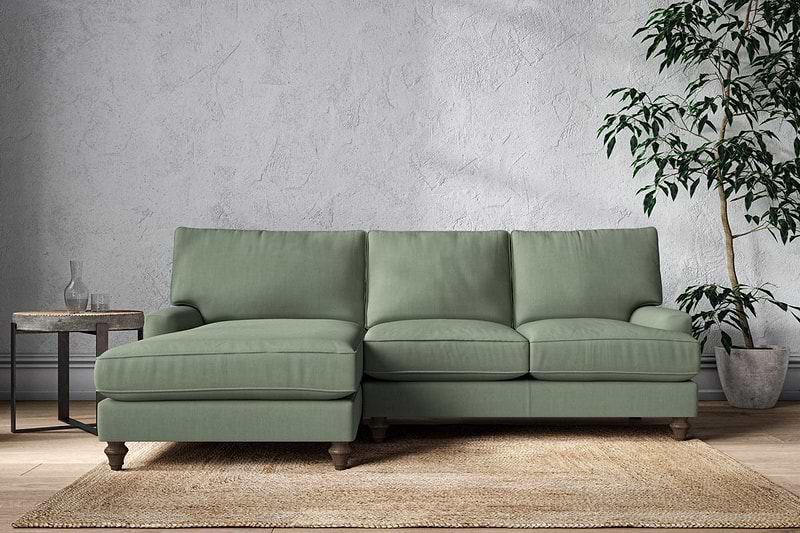 Nkuku MAKE TO ORDER Marri Large Left Hand Chaise Sofa - Brera Linen Jade