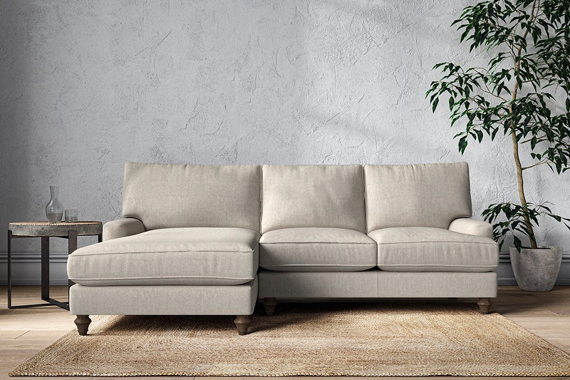Nkuku MAKE TO ORDER Marri Large Left Hand Chaise Sofa - Brera Linen Natural