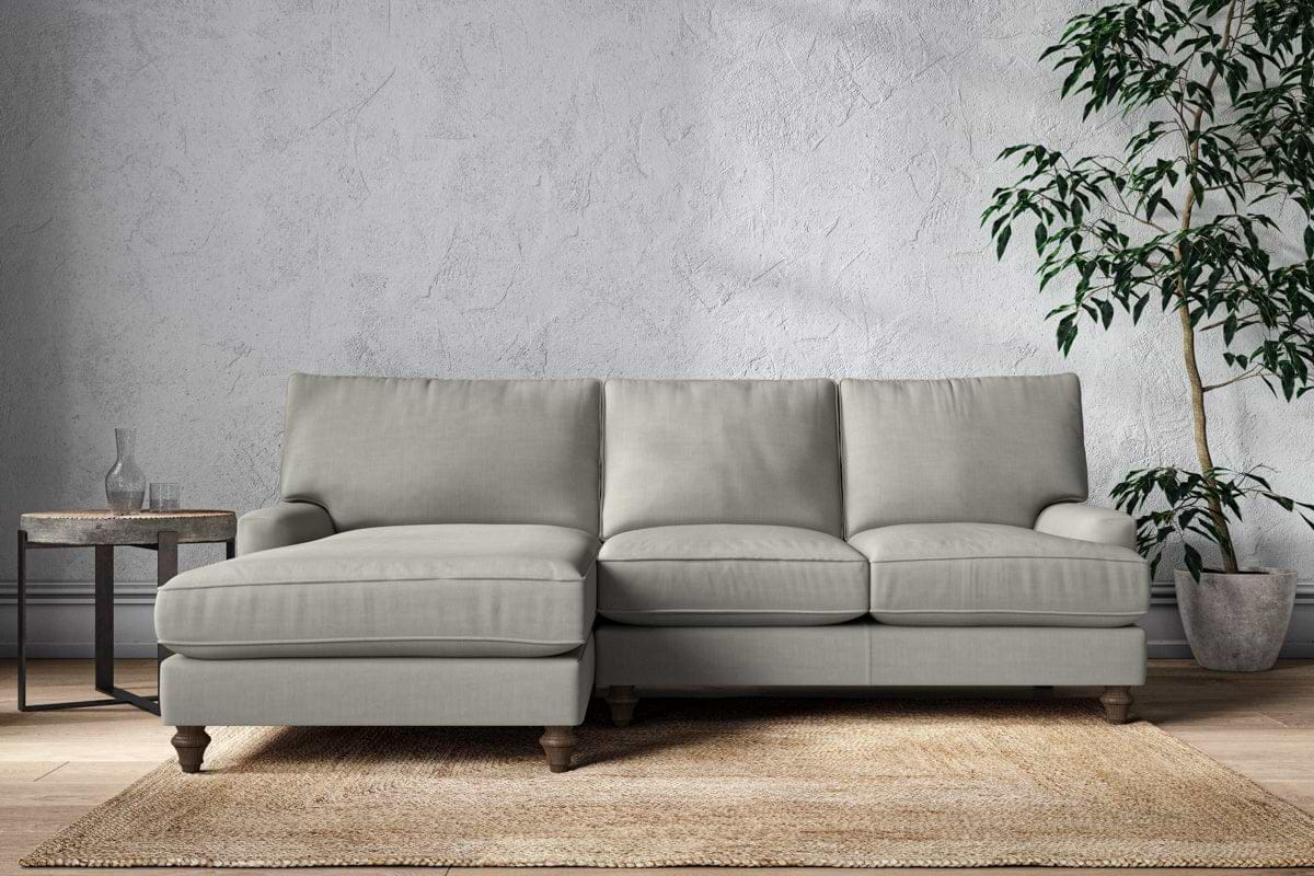 Nkuku MAKE TO ORDER Marri Large Left Hand Chaise Sofa - Brera Linen Smoke