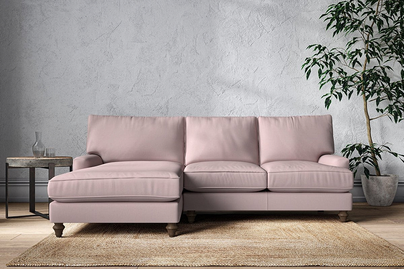 Nkuku MAKE TO ORDER Marri Large Left Hand Chaise Sofa - Recycled Cotton Lavender