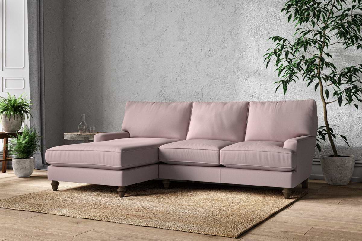 Nkuku MAKE TO ORDER Marri Large Left Hand Chaise Sofa - Recycled Cotton Lavender