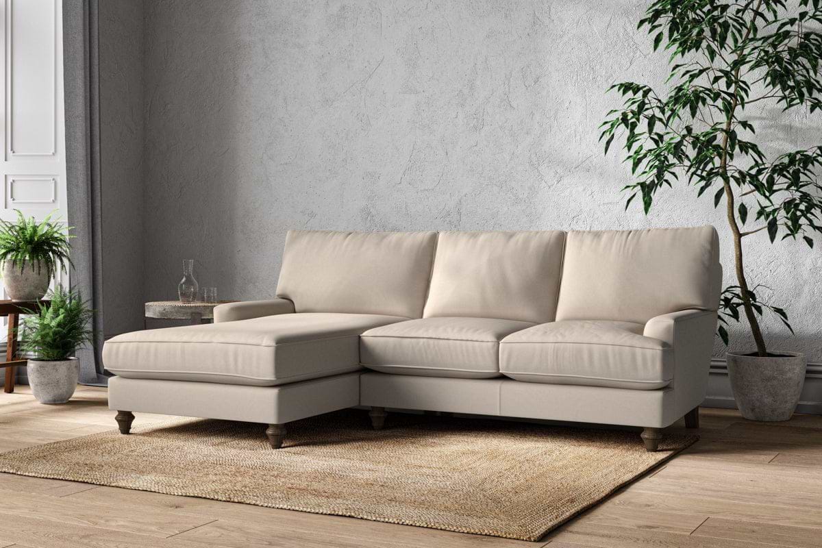 Nkuku MAKE TO ORDER Marri Large Left Hand Chaise Sofa - Recycled Cotton Natural