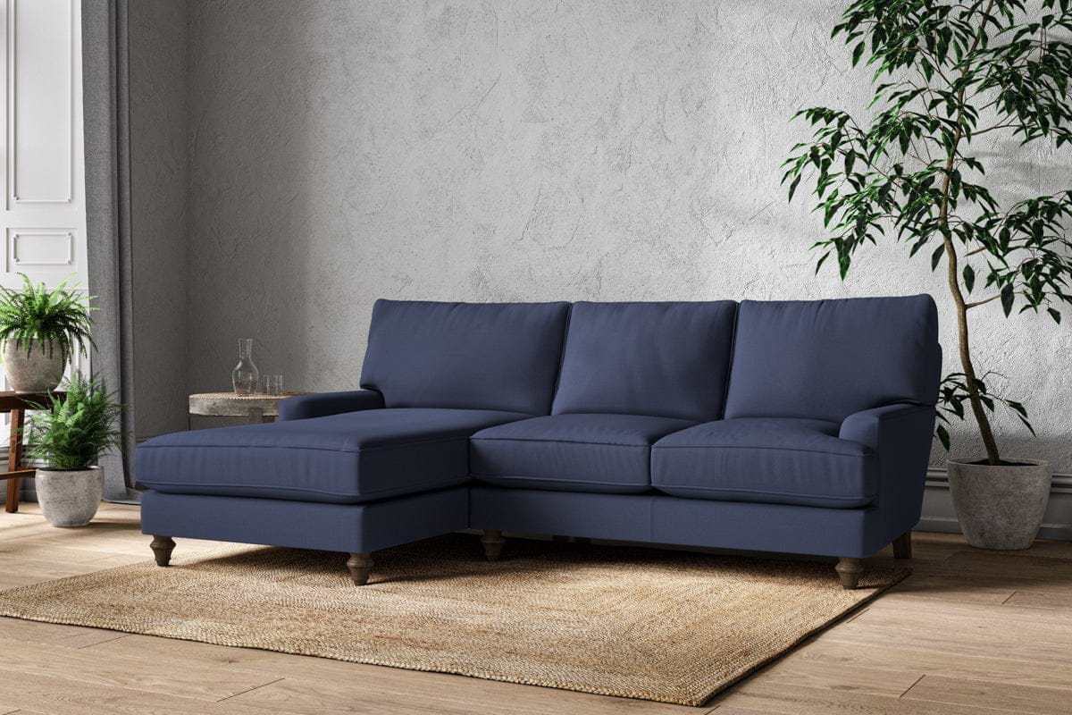 Nkuku MAKE TO ORDER Marri Large Left Hand Chaise Sofa - Recycled Cotton Navy