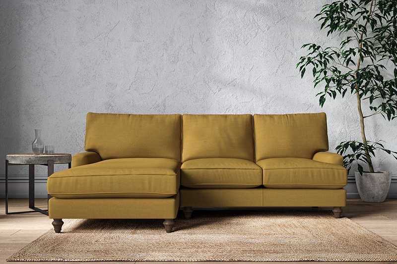 Nkuku MAKE TO ORDER Marri Large Left Hand Chaise Sofa - Recycled Cotton Ochre